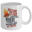 Camping Coffee Mug - Ceramic Campers Gift Idea - "Welcome To Our Campfire"