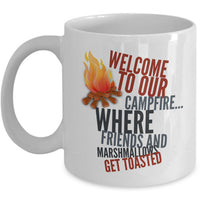 Camping Coffee Mug - Ceramic Campers Gift Idea - "Welcome To Our Campfire"