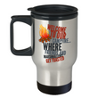 Camping Travel Mug - Stainless Steel Campers Mug - Camping Gift Idea - "Welcome To Our Campfire"