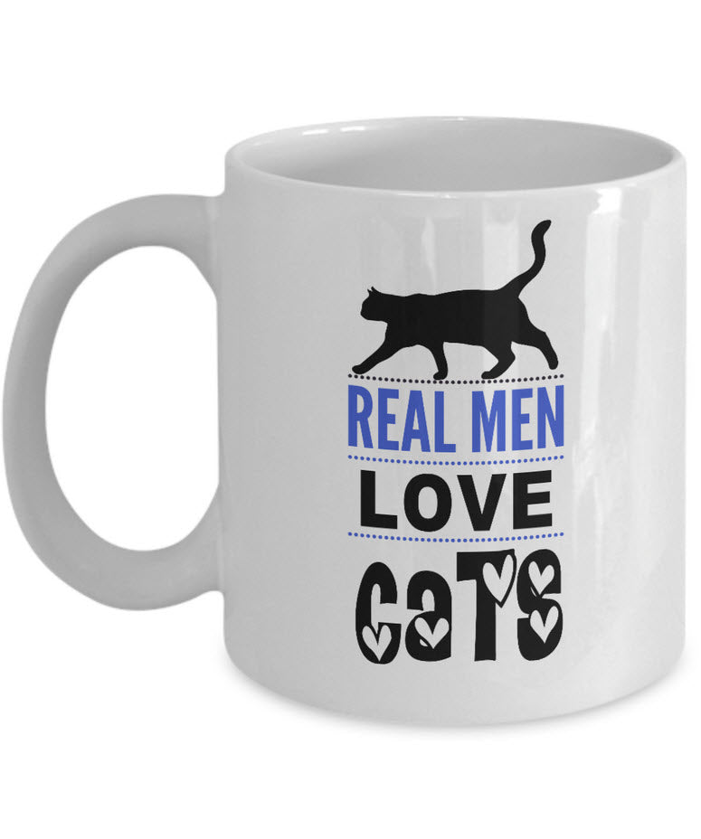 Cat Coffee Mug For Men - Cat Lover Gifts For Guys - "Real Men Love Cats"