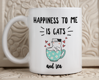 Load image into Gallery viewer, Cat Tea Mug - Cat Lovers Gift Idea - Happiness To Me Is Cats And Tea
