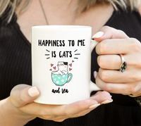 Load image into Gallery viewer, Cat Tea Mug - Cat Lovers Gift Idea - Happiness To Me Is Cats And Tea
