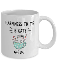 Load image into Gallery viewer, Cat Tea Mug - Cat Lovers Gift Idea - Happiness To Me Is Cats And Tea
