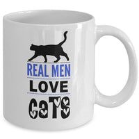 Cat Coffee Mug For Men - Cat Lover Gifts For Guys - "Real Men Love Cats"