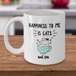 Cat Tea Mug - Cat Lovers Gift Idea - Happiness To Me Is Cats And Tea