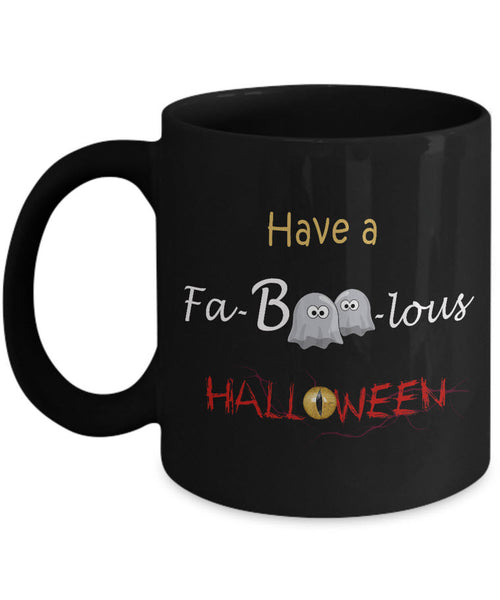 Halloween Coffee Mug- Halloween Gift Idea For Adults - Cute Ghost Mug - "Have A FaBooLous Halloween"