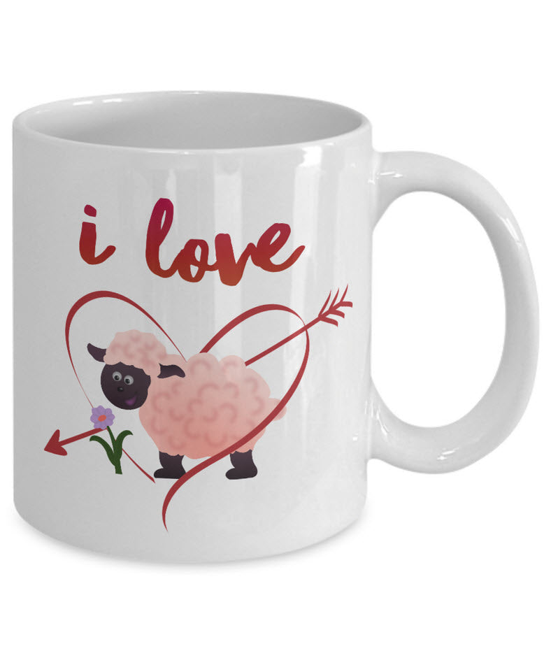 Valentines Day Or Anniversary Coffee Mug - Love Quote Mug - Anniversary Gift Idea -"I Love Ewe"