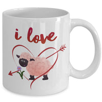 Valentines Day Or Anniversary Coffee Mug - Love Quote Mug - Anniversary Gift Idea -"I Love Ewe"