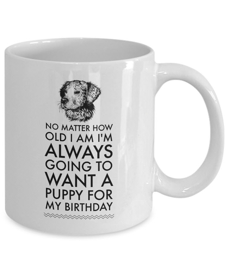Dog Coffee Mug - Birthday Gift For Dog Lovers - Dog Lover Present - "No Matter How Old I Am"