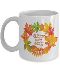 Load image into Gallery viewer, Fall Coffee Mug - Autumn Leaf Coffee Mug - Harvest Mug - &quot;Warm And Cozy&quot;
