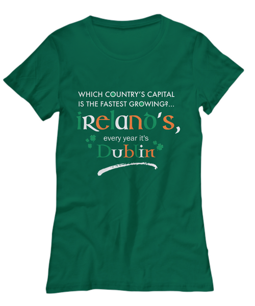 Irish Shirts For Women - Green Shirt - Funny St Patricks Day Gift - "Which Country's Capital?"