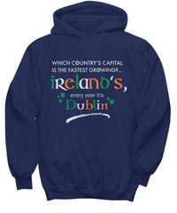 Load image into Gallery viewer, Funny Irish Hoodie - Black Irish Hoodie - Dublin Hoodie - Irish Gift - &quot;Which Country&#39;s Capital?&quot;
