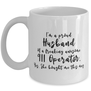 911 Dispatcher Operator Gifts For Husband. Funny Husband Gift. Husband Wife Mug. Husband Birthday. 911 Mug. Husband Of 911 Operator Gift