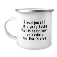 Funny Gray Tabby Cat Mug. Grey Tabby Gift For Women Or Men. Cat Lovers Camping Mug. Cat Gifts For Him Or Her. Cat Lovers Gift