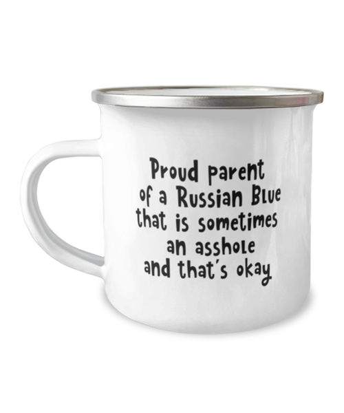 Funny Russian Blue Cat Coffee Mug. Cat Lover Gift. Cat Enamel Mug. Cat Birthday Gift For Women Or Men. Russian Blue Gifts. Cat Mom or Dad