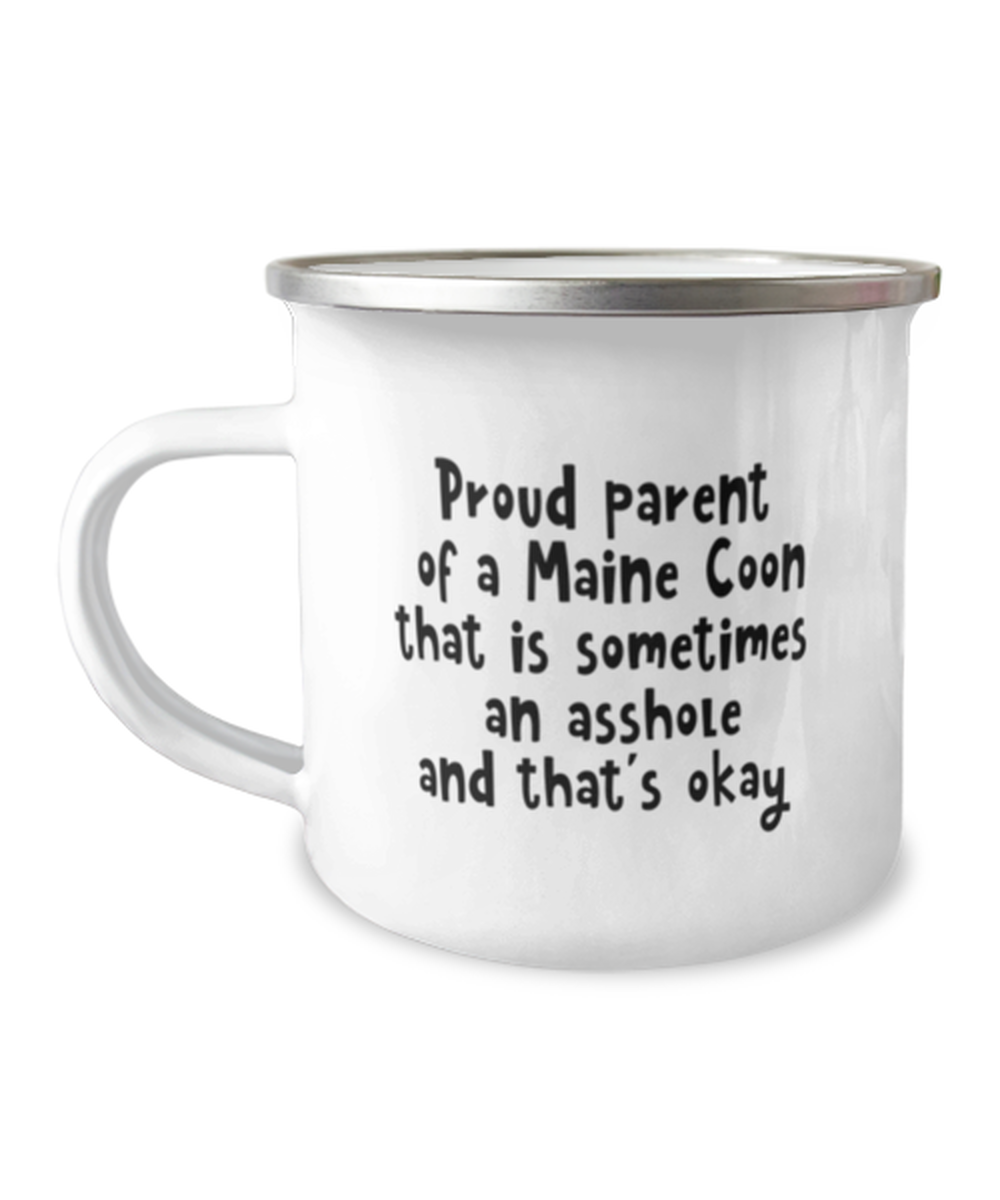 Funny Maine Coon Cat Coffee Mug. Main Coon Gifts. Funny Cat Lover Gift. Cat Enamel Mug. Cat Birthday Gift. Maine Cone Cat. Cat Mom Or Dad