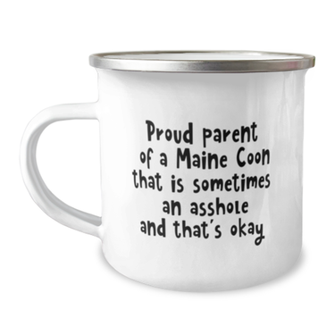 Funny Maine Coon Cat Coffee Mug. Main Coon Gifts. Funny Cat Lover Gift. Cat Enamel Mug. Cat Birthday Gift. Maine Cone Cat. Cat Mom Or Dad