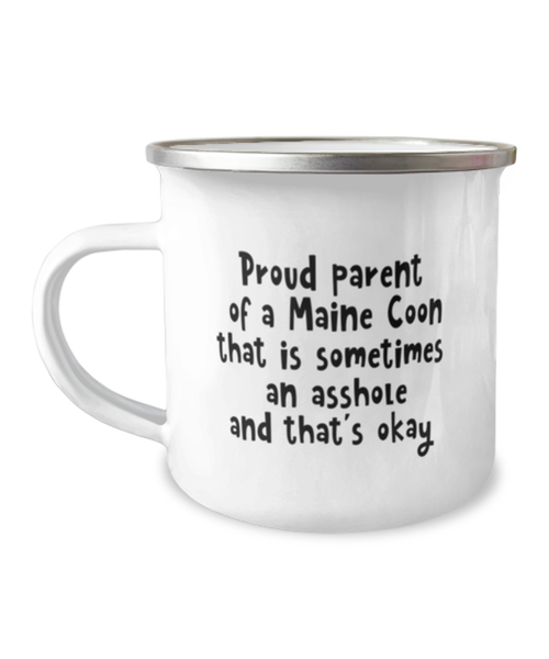 Funny Maine Coon Cat Coffee Mug. Main Coon Gifts. Funny Cat Lover Gift. Cat Enamel Mug. Cat Birthday Gift. Maine Cone Cat. Cat Mom Or Dad