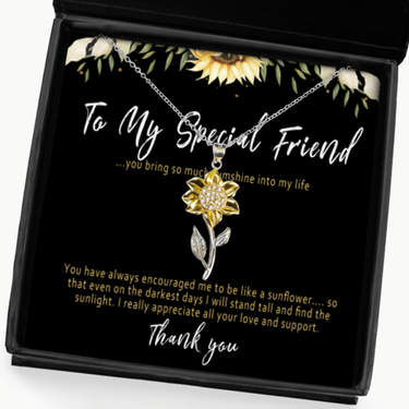 Special Friend Sterling Silver Sunflower Necklace Gift For Her. Special Friend Keepsake. Special Friend Jewelry Birthday Or Christmas Gifts