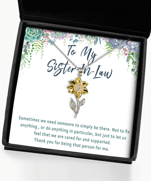 Sister In Law Necklace Jewelry. Sister In Law Gift For Christmas, Birthday Or Wedding Day. Sister In Law Card Bridesmaid Present Gift Box