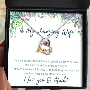 To My Wife Necklace. Anniversary Gifts For Wife. Birthday Card Wife. Wife Christmas, Birthday Or Mothers Day Gift From Husband. Wife Pendant