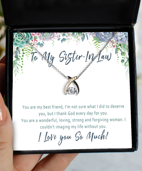 Sister In Law Necklace Jewelry. Sister In Law Gift For Christmas, Birthday Or Wedding Day. Sister In Law Card Bridesmaid Present Gift Box