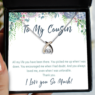 To My Cousin Sterling Silver Necklace Keepsake Card. Cousin Best Friends Gift For Birthday Or Christmas. Cousin Jewelry Present. Cousin Love