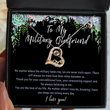 To My Military Girlfriend Necklace Gift. Deployment Gift. Women Military Jewelry. Deployment Card. Miss You Gift For Her. Long Distance Gift