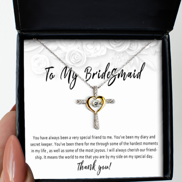Bridesmaid Gift Necklace From Bride. Bridesmaid Thank You Card. Brides Maid Jewelry Keepsake Note. Gift For Bridesmaid On Wedding Day Card