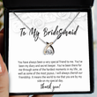 Bridesmaid Gift Necklace From Bride. Bridesmaid Thank You Card. Brides Maid Jewelry Keepsake Note. Gift For Bridesmaid On Wedding Day Card