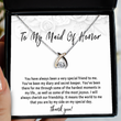 Maid Of Honor Gift Necklace From Bride. Thank You Gift For Maid Of Honor From Bride On Wedding Day. To My Maid Of Honor Jewelry Card Present