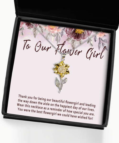 Flower Girl Gift Necklace From Bride. Thank You Gift For Flower Girl On Wedding Day. Flower Girl Jewelry Card Keepsake. Wedding Party Gifts