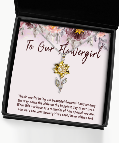 Flowergirl Gift Necklace From Bride. Thank You Gift For Flower Girl On Wedding Day. Flowergirl Jewelry Card Keepsake. Wedding Party Gifts