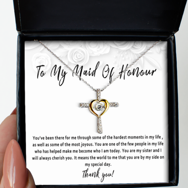 Sister Maid Of Honuor Necklace Gift Card. Maid Of Honour Day Of Wedding Gift. Maid Of Honour Sister Thank You Gift  Wedding Party Presents
