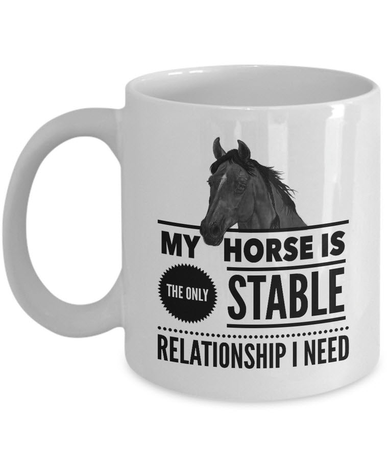 Horse Coffee Mug - Funny Horse Lovers Gift Idea - "My Horse Is The Only Stable Relationship I Need"