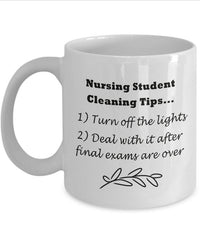 Load image into Gallery viewer, Student Nurse Coffee Mug - Funny Nursing Student Gift - &quot;Nursing Student House Cleaning Tips&quot;
