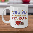 Valentines Day Or Anniversary Coffee Mug - Funny Anniversary Gift -"You've Stolen A Pizza My Heart"