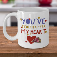 Load image into Gallery viewer, Valentines Day Or Anniversary Coffee Mug - Funny Anniversary Gift -&quot;You&#39;ve Stolen A Pizza My Heart&quot;
