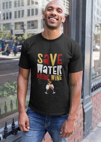 Load image into Gallery viewer, Funny Wine Shirt For Women Or Men - Save Water Drink Wine Shirt - Wine Lovers Gift - Womans Black Or Navy Wine Shirt - Gift For Wine Lover
