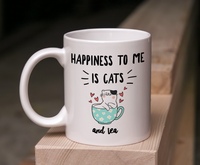 Load image into Gallery viewer, Cat Tea Mug - Cat Lovers Gift Idea - Happiness To Me Is Cats And Tea

