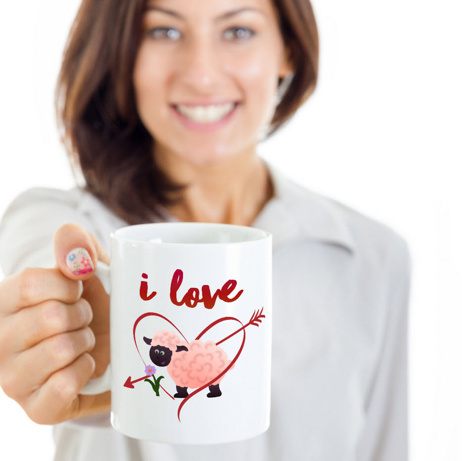 Valentines Day Or Anniversary Coffee Mug - Love Quote Mug - Anniversary Gift Idea -"I Love Ewe"