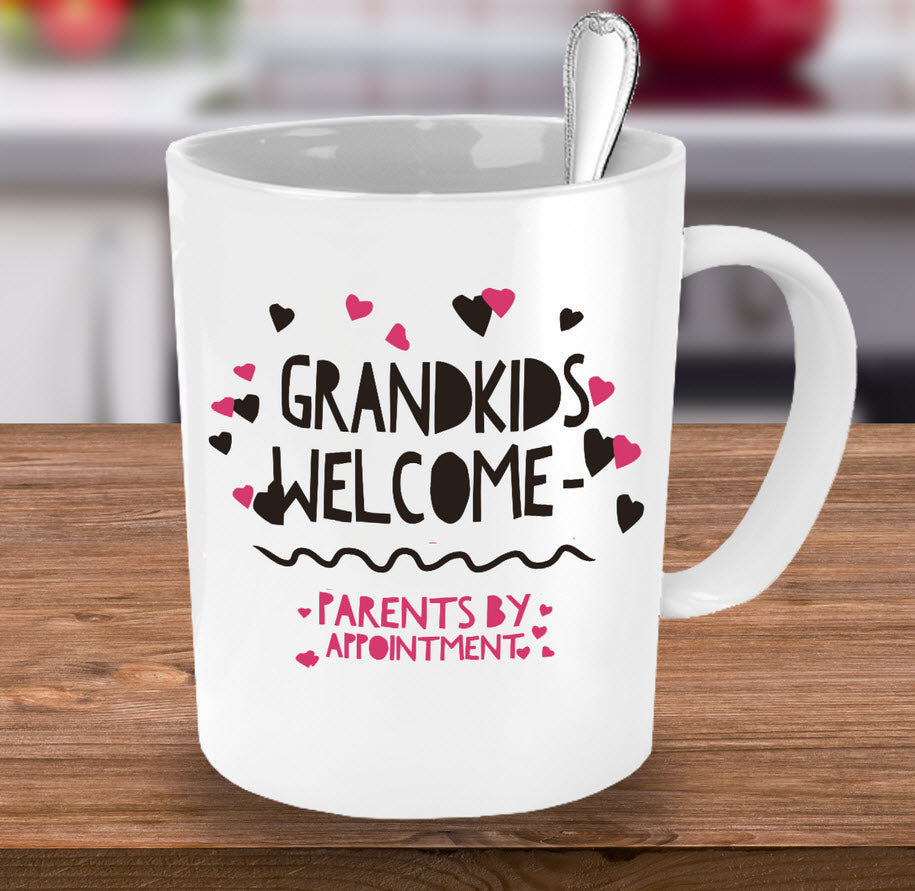 Grandma Coffee Mug - Funny Grandpa Or Grandma Gift - Grandparents Mug - "Grandkids Welcome"