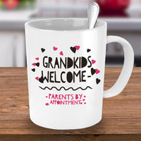 Grandma Coffee Mug - Funny Grandpa Or Grandma Gift - Grandparents Mug - "Grandkids Welcome"