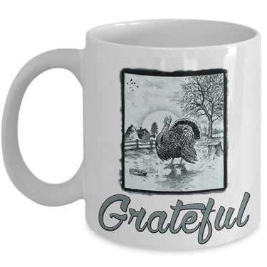 Thanksgiving Coffee Mug - Grateful Mug - Vintage Turkey Mug - Thanksgiving Gift Idea - 