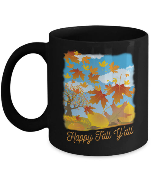 Fall Coffee Mug - Autumn Leaf Coffee Mug - "Happy Fall Y'all"