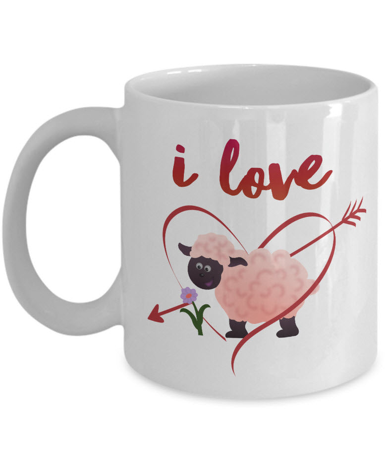 Valentines Day Or Anniversary Coffee Mug - Love Quote Mug - Anniversary Gift Idea -"I Love Ewe"