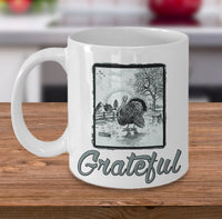 Load image into Gallery viewer, Thanksgiving Coffee Mug - Grateful Mug - Vintage Turkey Mug - Thanksgiving Gift Idea - &quot;Grateful&quot;
