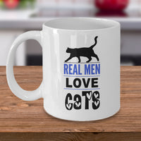Cat Coffee Mug For Men - Cat Lover Gifts For Guys - "Real Men Love Cats"