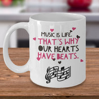 Music Coffee Mug - Music Lover Gift - Music Teacher Gift - Music Notes Mug - "Music Is Life"