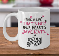 Load image into Gallery viewer, Music Coffee Mug - Music Lover Gift - Music Teacher Gift - Music Notes Mug - &quot;Music Is Life&quot;
